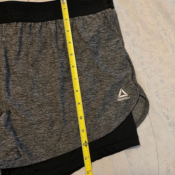 Reebok athletic layered shorts; grey & black.  Gently used condition. - Picture 8 of 8